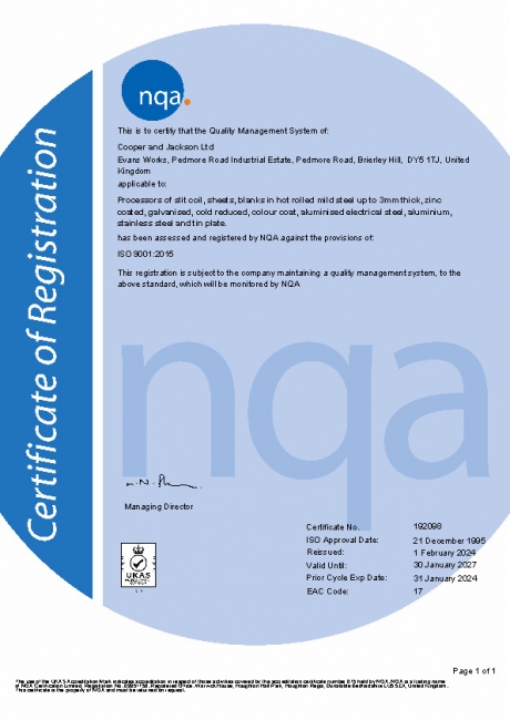 ISO 9001 Certificate